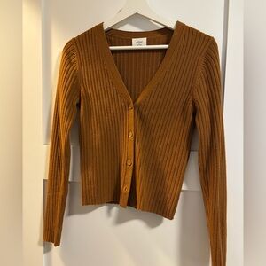 Wilfred Manila Cardigan Merino Wool V-neck Cardigan Rich Chestnut
